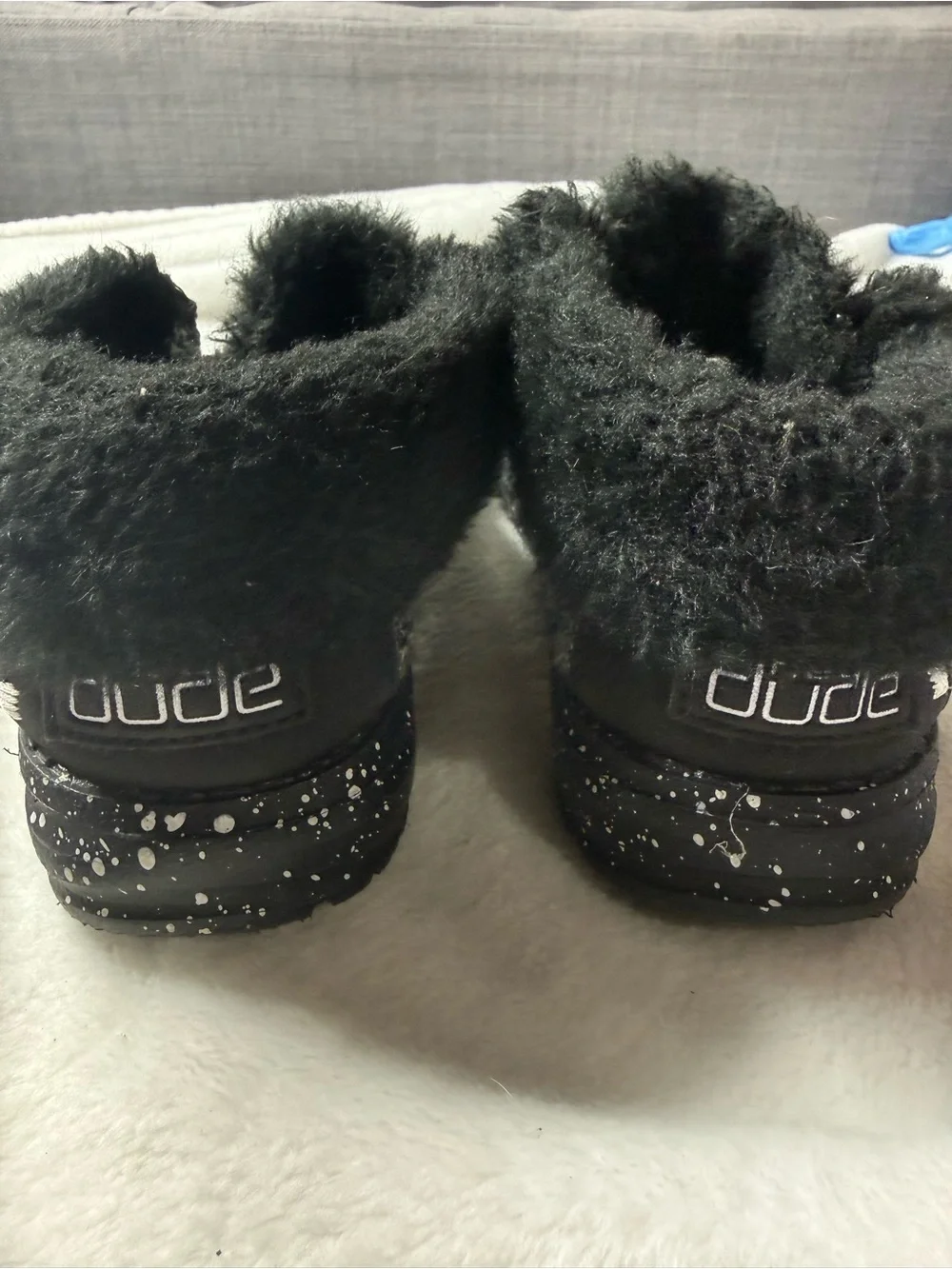 Kids Black Hey Dude Knit Cozy Fur-Lined Shoes
